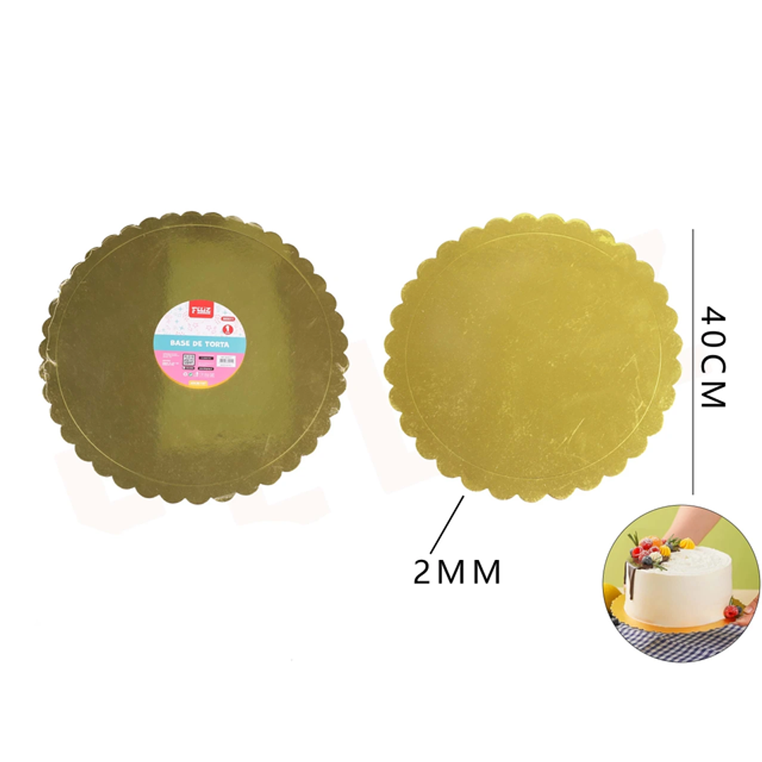 Base De Torta Dorado Flor 40Cm Espesor 2Mm 1