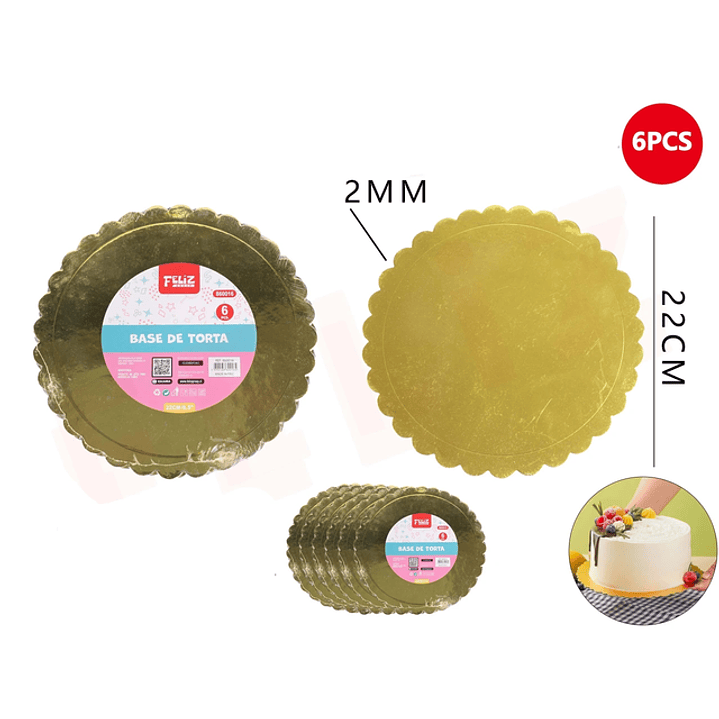 Base De Torta Dorado 22Cm Espesor 2Mm 1