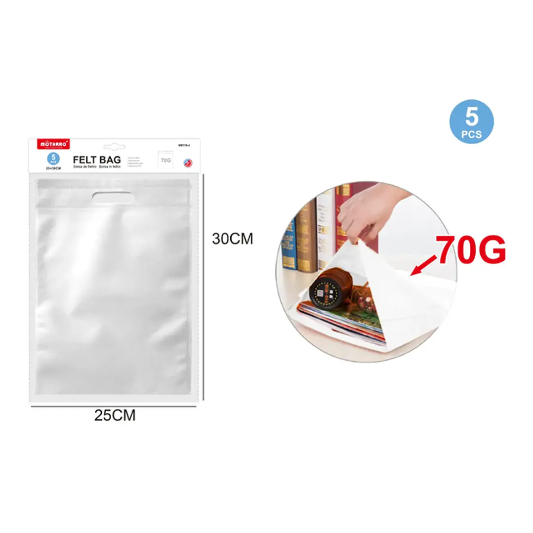 Bolsa Blanco 70G 25x30cm 5pcs 1