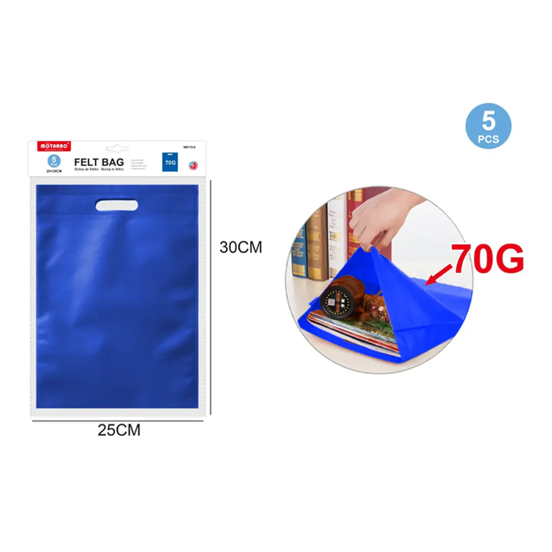 Bolsa Azul 70G 25x30cm 5pcs 1
