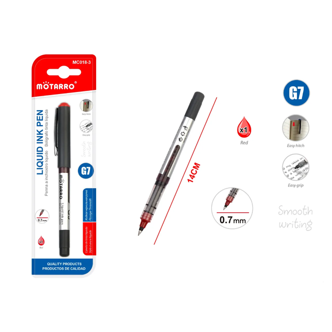 Boligrafo Tinta Liquida Rojo 1