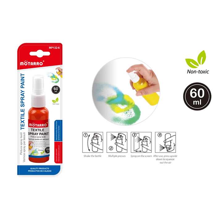 Pintura Textil en Spray Color Naranjo 60 ML 1