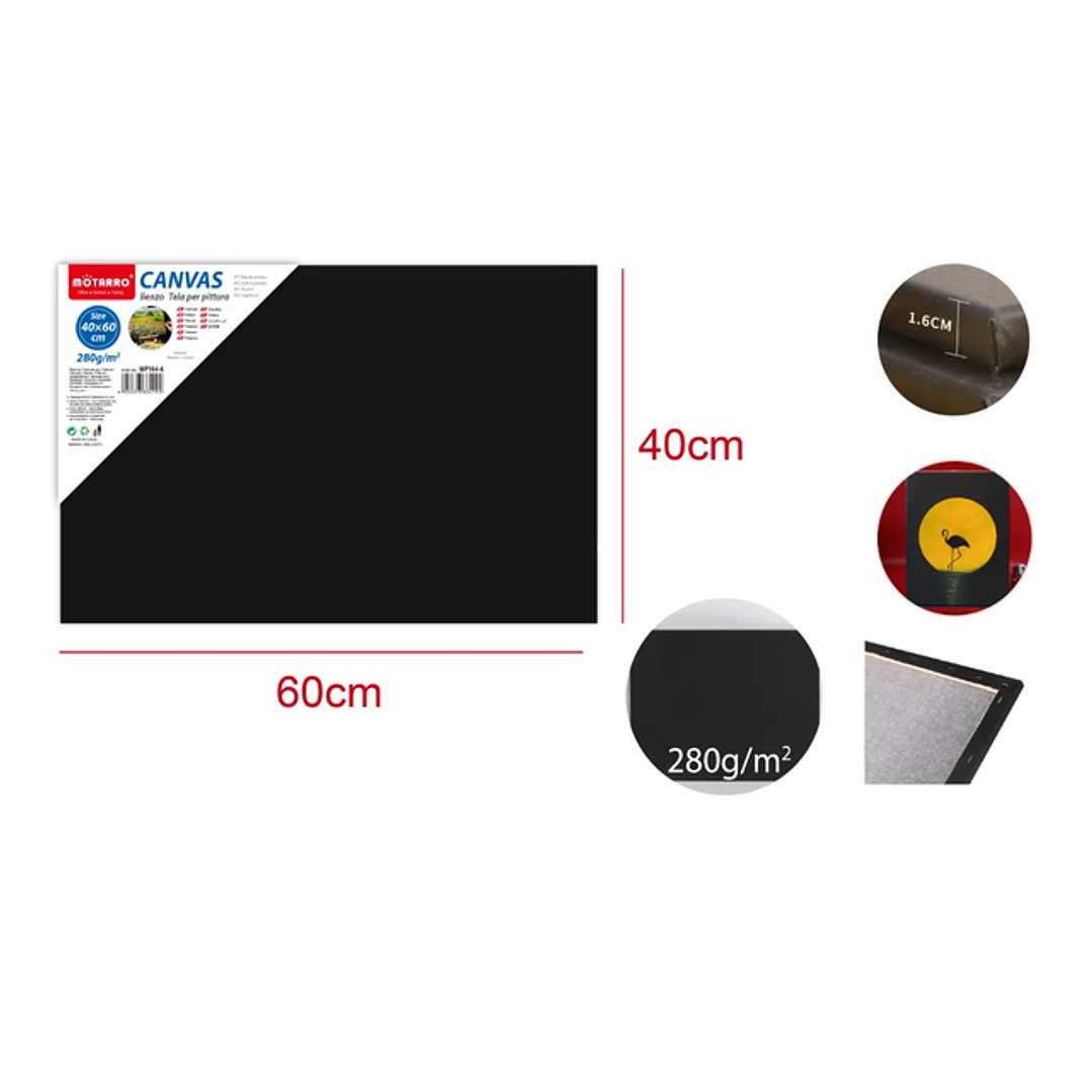 Canvas Negro 40x60cm 280G 1