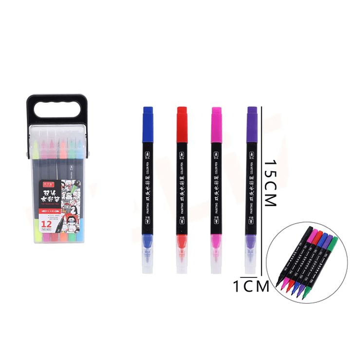 Marcadores De Colores Doble Punta 1X15 Cm 12 Pcs 1