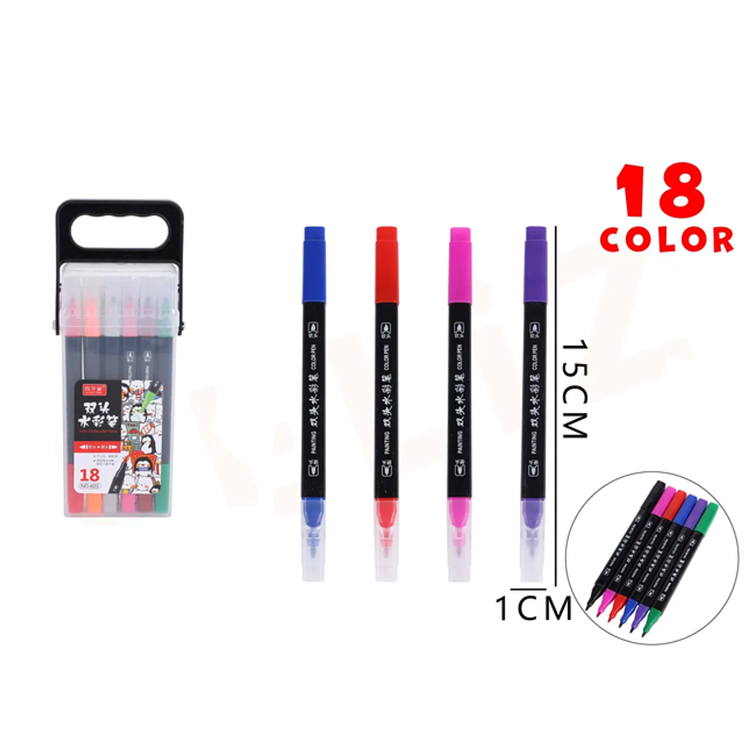 Marcadores De Colores Doble Punta 1X15 Cm 18 Pcs 1