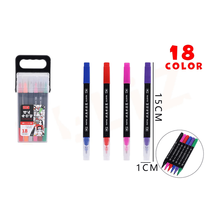 Marcadores De Colores Doble Punta 1X15 Cm 18 Pcs 1