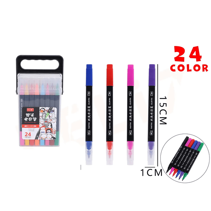 Marcadores De Colores Doble Punta 1X15 Cm 24 Pcs 1