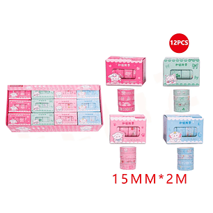 Cinta Adhesiva Puppy Kawaii 15Mm2M 12Pcs