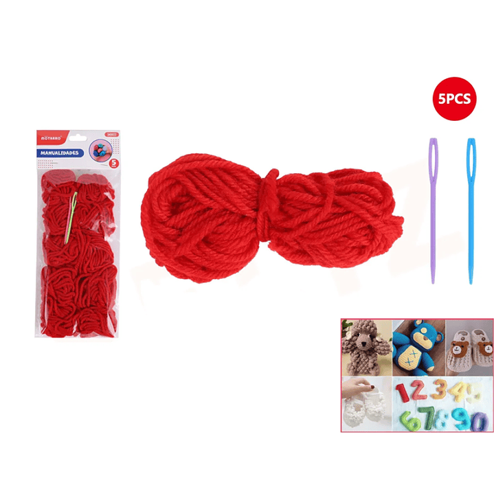 Lana Rojo2 Aguja Plastico 5Pcs 1