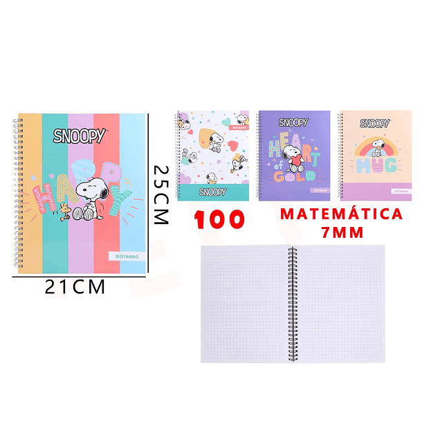 Cuaderno de Matemática Snoopy Corazón 100Hojas 2