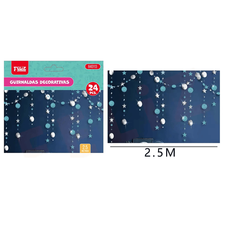 Guirnaldas decorativas Azul 2.5M 24Pcs 1