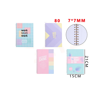 Libreta Color Pastel A5 7x7mm 80Hojas