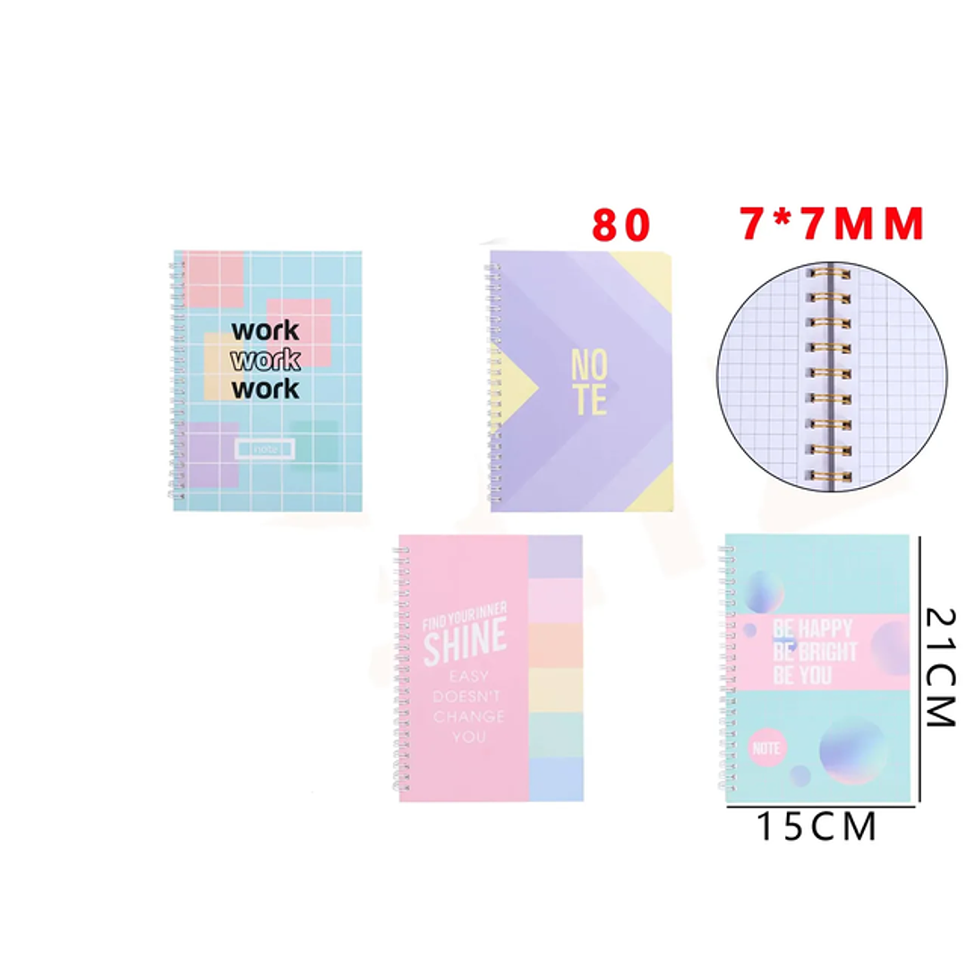Libreta Color Pastel A5 7x7mm 80Hojas 1