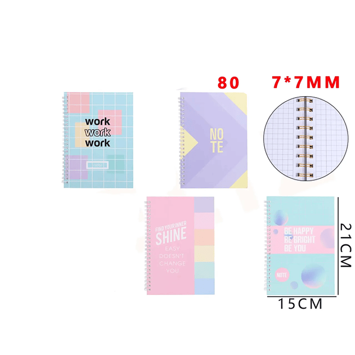 Libreta Color Pastel A5 7x7mm 80Hojas 1