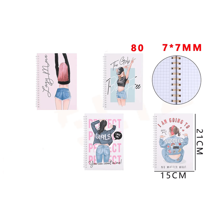 Libreta Girls power A5 7x7mm 80Hojas 1