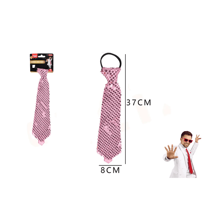 Corbata de Fiesta Lentejuela Rosado 8*37cm 12pcs 1