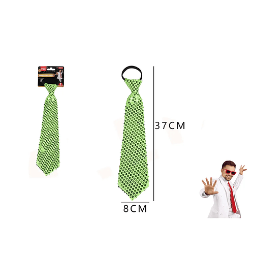 Corbata de Fiesta Lentejuela Verde Flourescente 8*37cm 12pcs