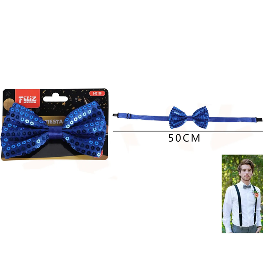 Corbatin de Fiesta Lentejuela Azul 50cm 12pcs 1