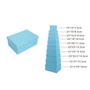 Pack De Cajas Celeste Multitamano 10Pcs