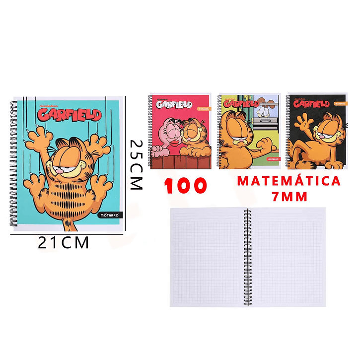 Cuaderno de Matemática Universitario Garfield 100Hojas 2