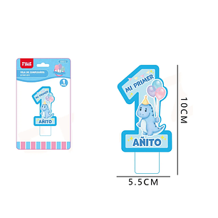 Vela de Cumpleaños Mi 1 año azul