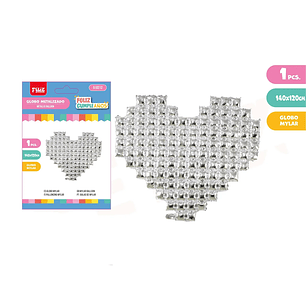 Globo Plateado Pared Corazón 140*120cm