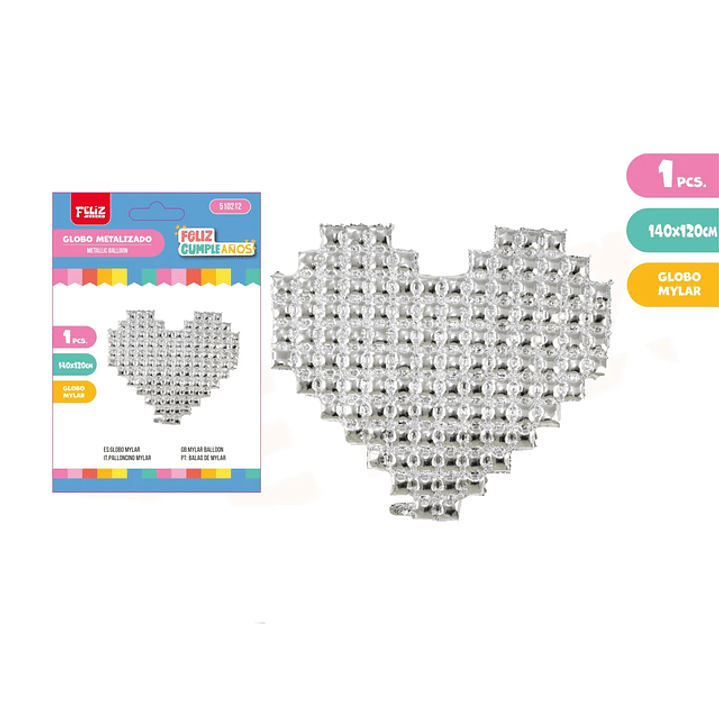 Globo Plateado Pared Corazón 140*120cm 1