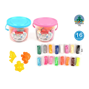 Plasticina en Balde 8Cm 16Colores