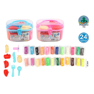 Plasticinas En Balde Cuadrada Grande 8.3Cm 24Colores