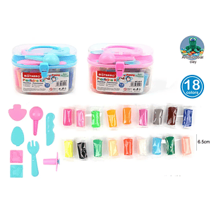 Plasticina en Balde Cuadrada Mediana 6.5Cm 18Colores