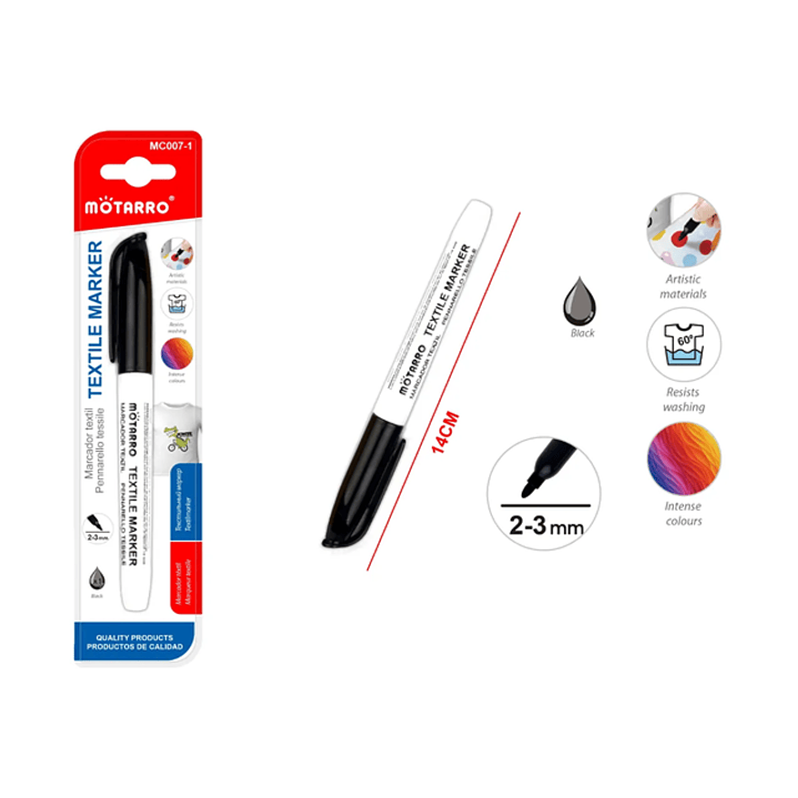 Marcador Textil Negro 14Cm 1