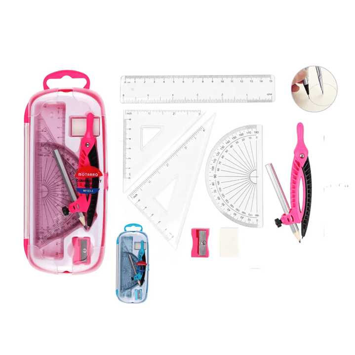 Set escolar Compass + Reglas + sacapuntas 1