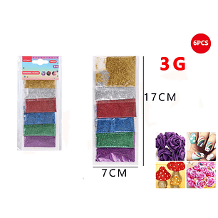 Purpurina Glitter Refinada 6Pcs