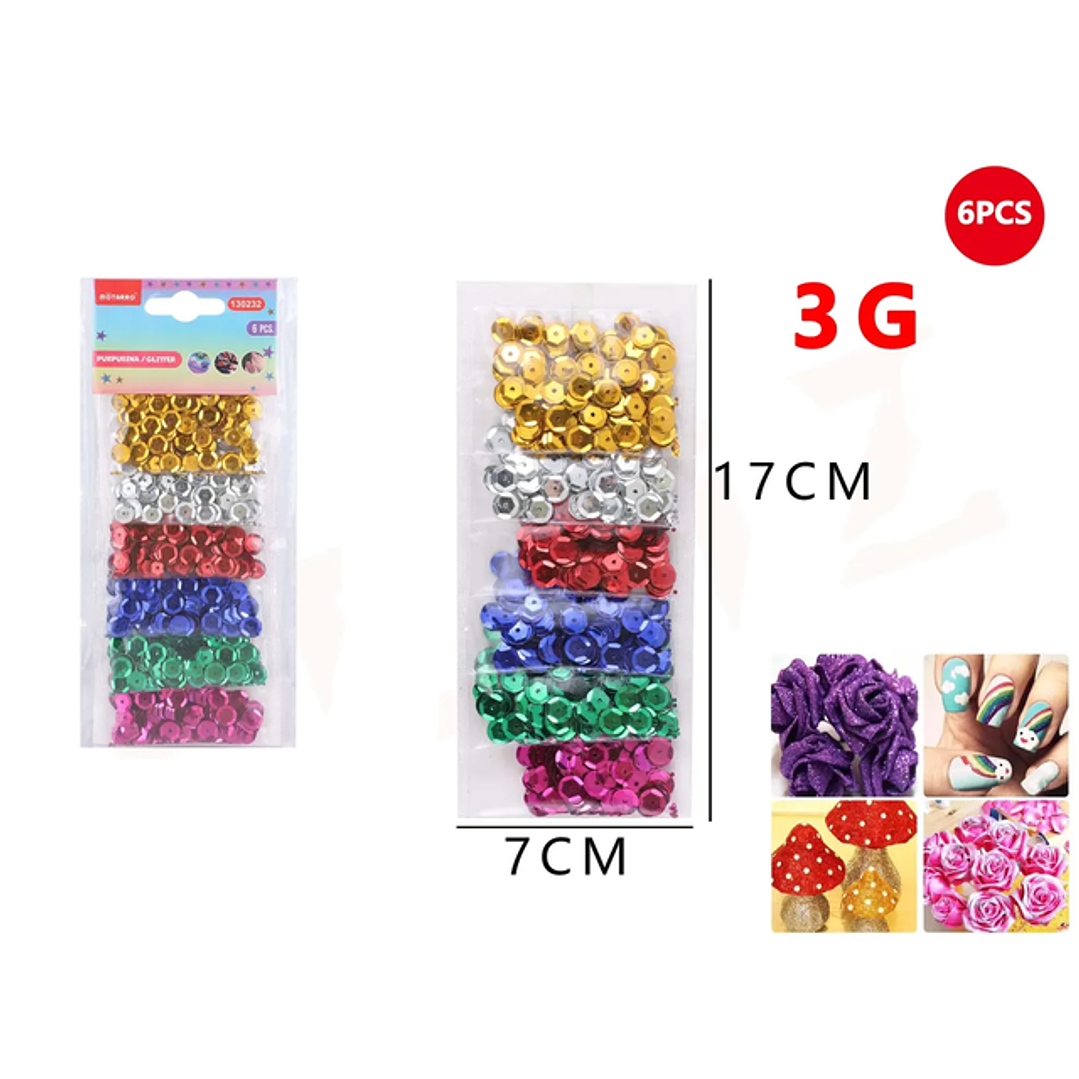 Set Lentejuela Colores 6pcs 1