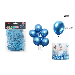 Set Globos Azul Cromado 30pcs 23cm