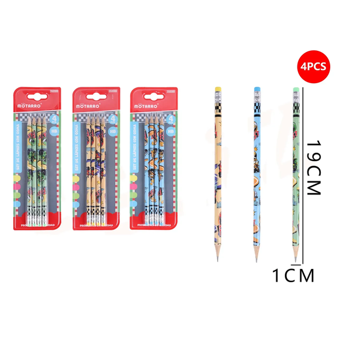 Lápiz Grafito Rápidos 19cm 4pcs 1