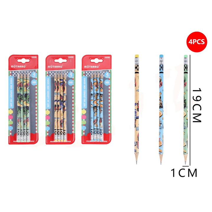 Lápiz Grafito Rápidos 19cm 4pcs 1