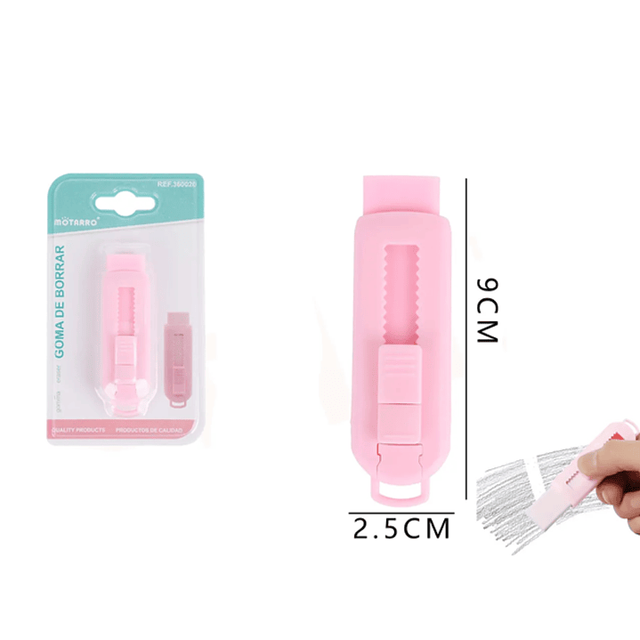Goma de Borrar Stick Rosado Pastel 2.5*9cm 1