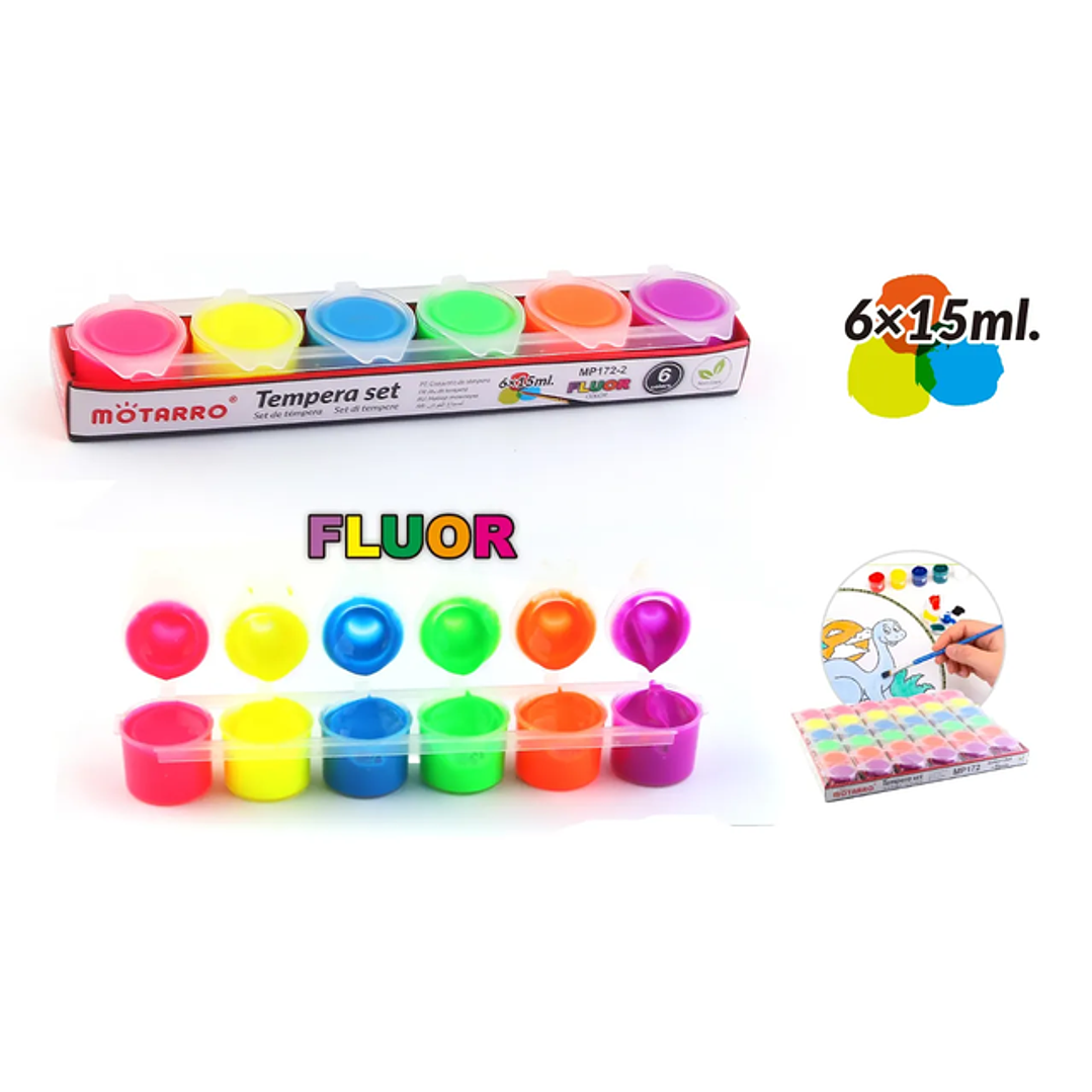 Tempera 6 colores Flúor 6x15ml 1