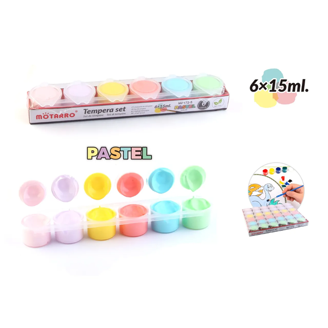 Tempera 6 colores Pastel 6x15ml 1