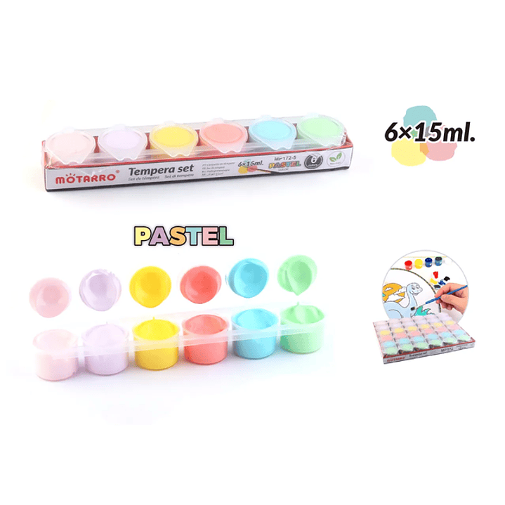 Tempera 6 colores Pastel 6x15ml 1