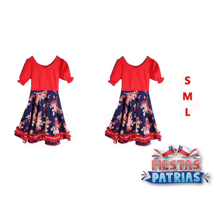 Vestido de Huasa negro y azul talla S/M/L 1