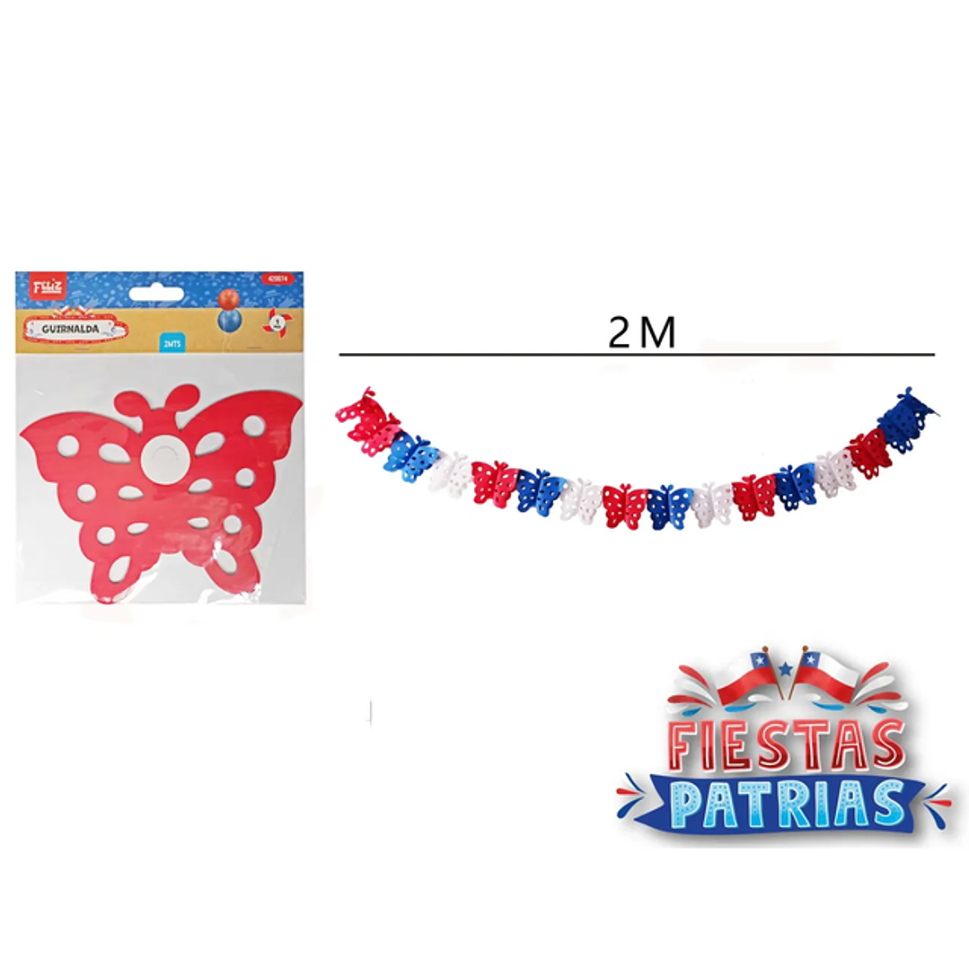 Guirnalda Mariposa Tricolor Fiestas Patrias 2M 1