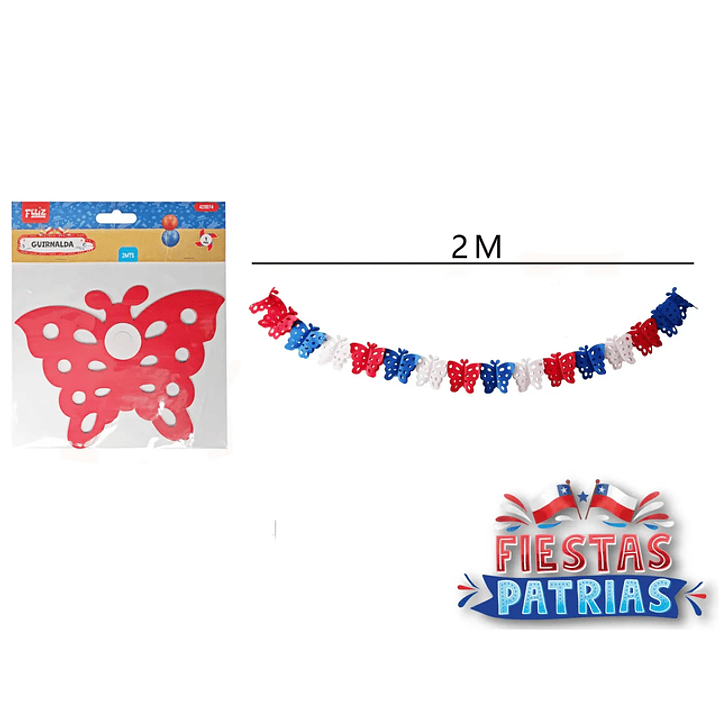 Guirnalda Mariposa Tricolor Fiestas Patrias 2M 1