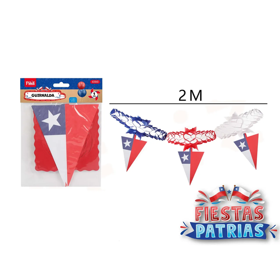 Guirnalda Bandera Triangular Fiestas Patrias 2M 1
