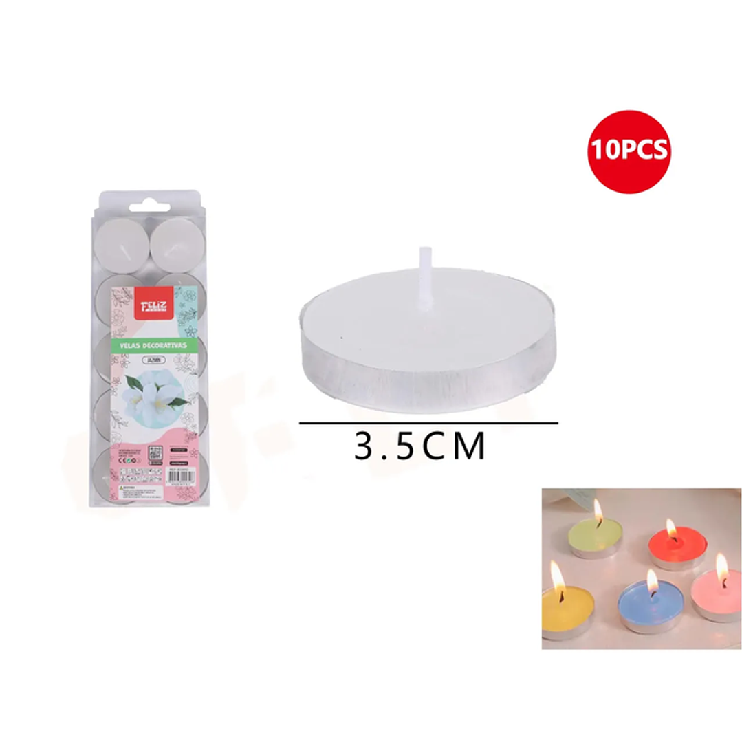Velas decorativas Blanco 3.5cm 10pcs 1