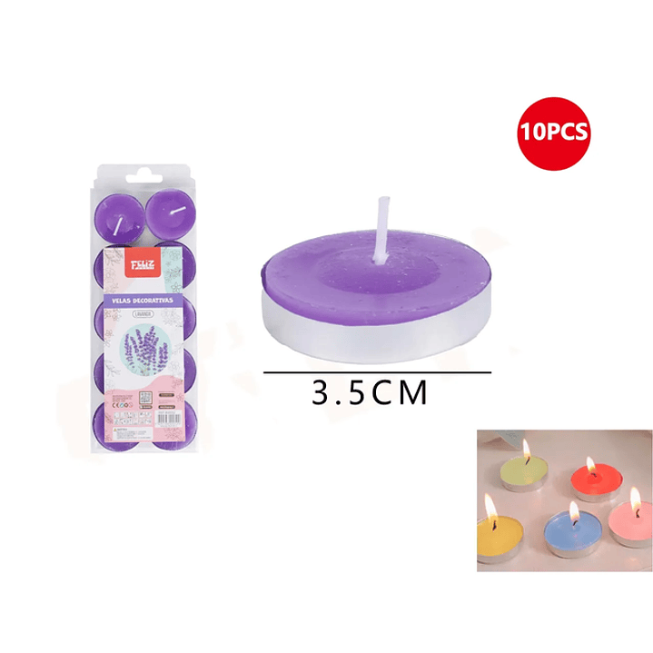 Velas decorativas Morado 3.5cm 10pcs 1
