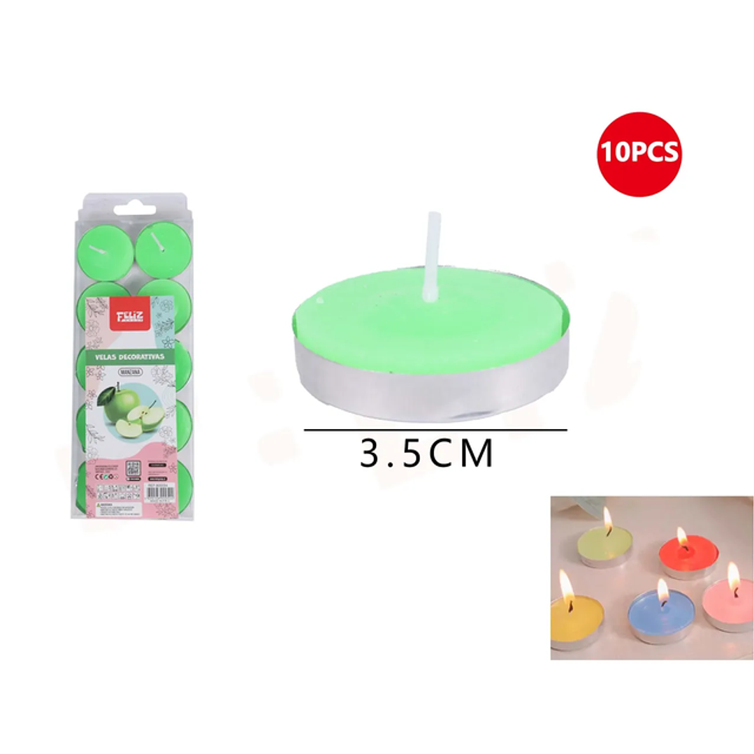 Velas decorativas Verde 3.5cm 10pcs 1