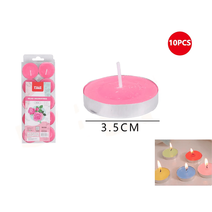 Velas decorativas Rosa 3.5cm 10pcs 1