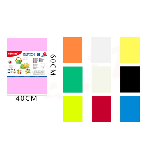 Goma Eva Colores 10pcs 40x60cm